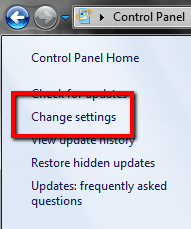 Window 7: Change Settings