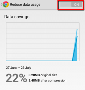 Chrome - Turn on Reduce data usage