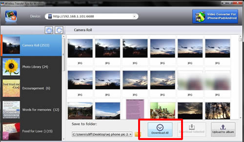 Transfer pictures from iPhone to PC through Wifi - Download All