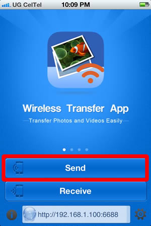 Transfer pictures from iPhone to PC through Wifi - Select Send