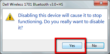 Disable Bluetooth warning message