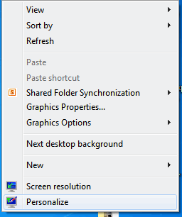 Window 7 Personalize